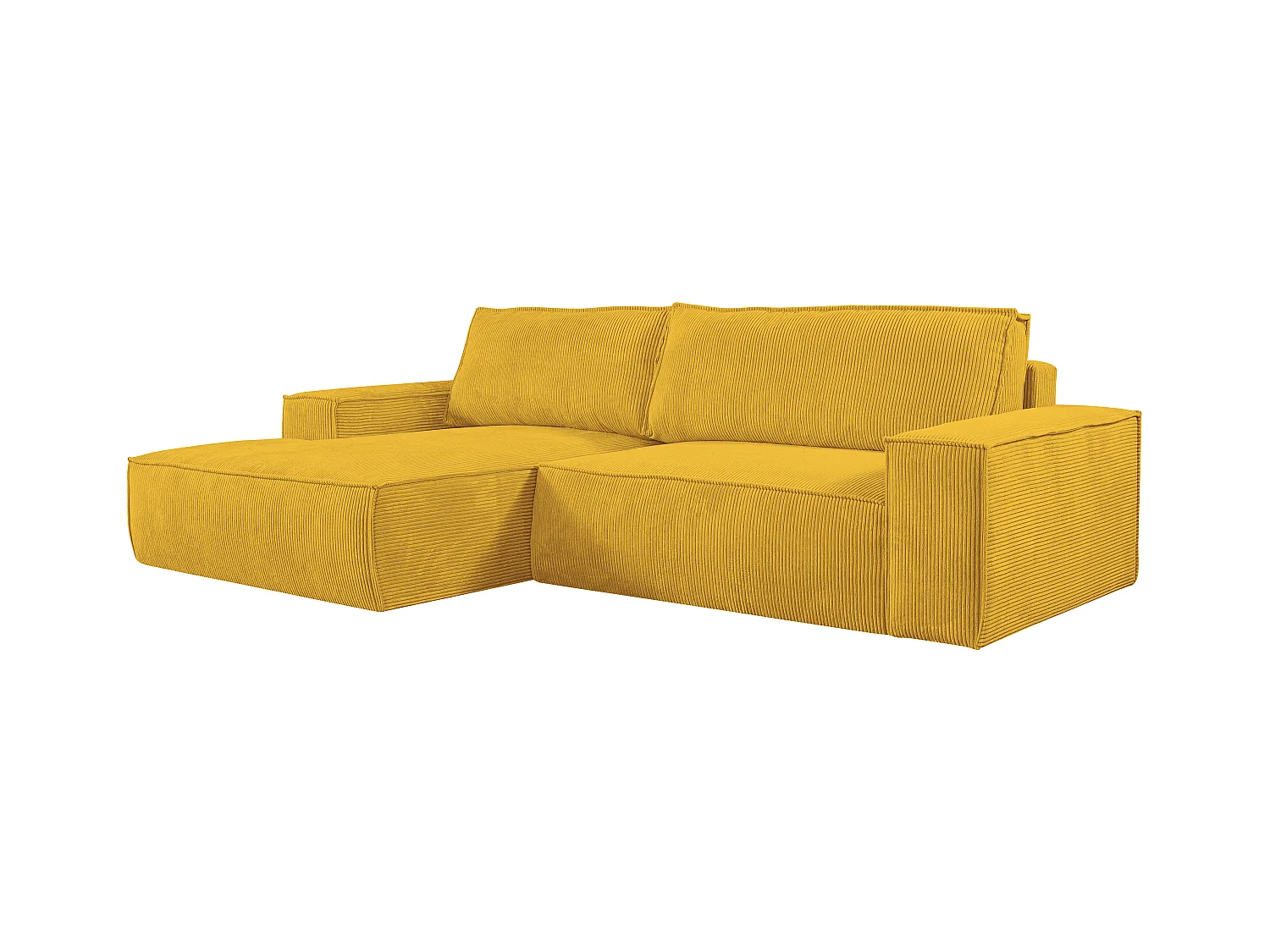 Slaapbank met hoek links van geel ribfluweel AMELIA