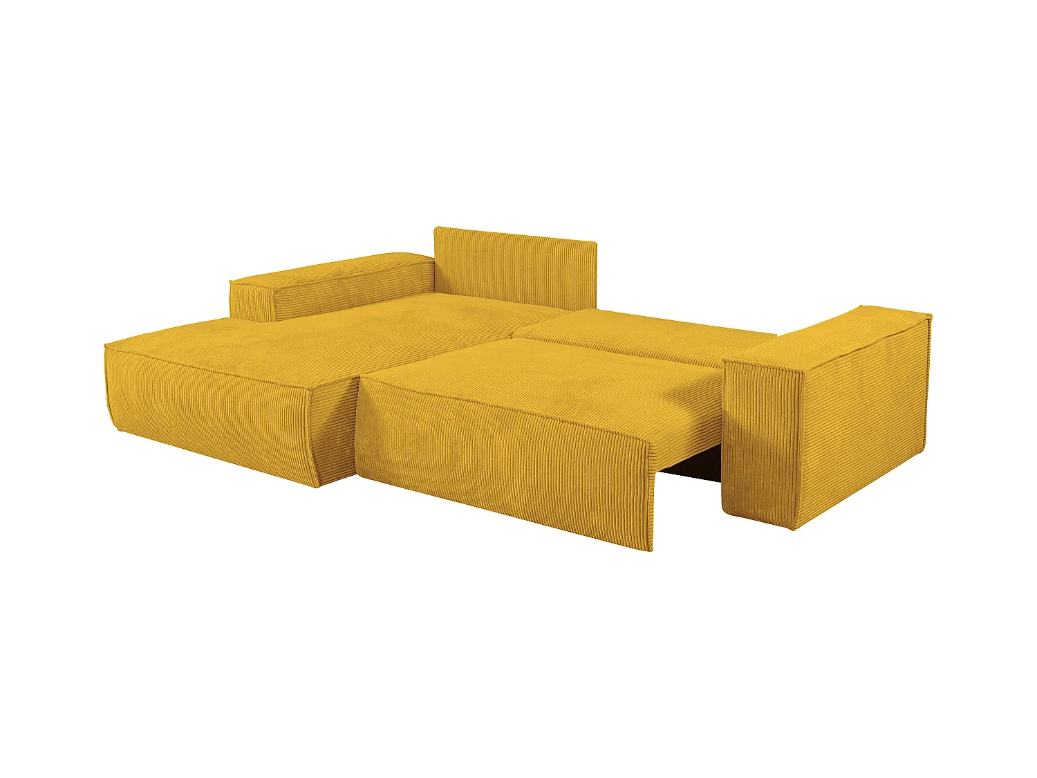 Slaapbank met hoek links van geel ribfluweel AMELIA