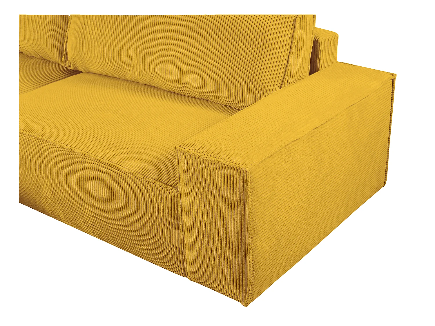Slaapbank met hoek links van geel ribfluweel AMELIA