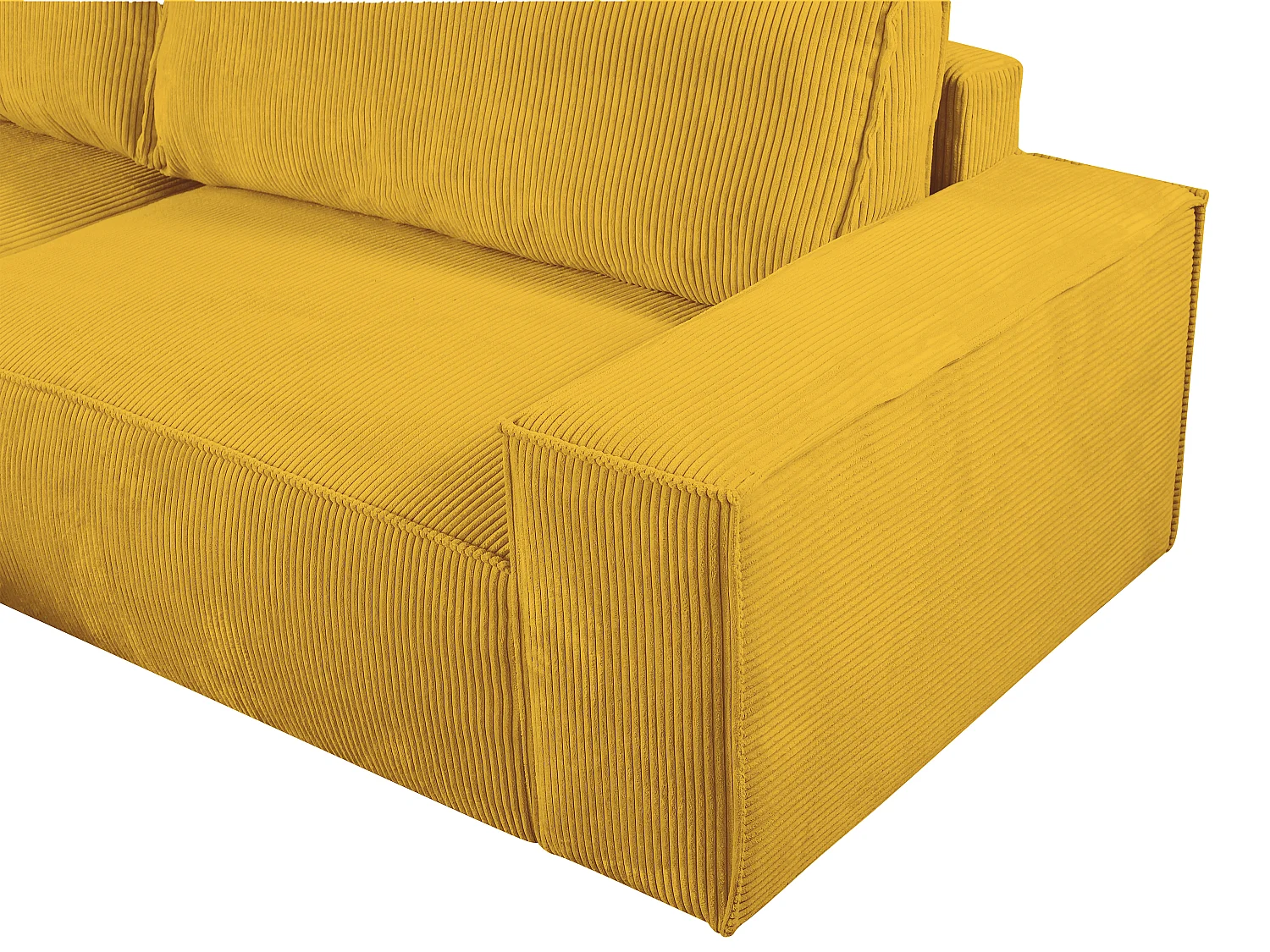 Canapé d'angle gauche convertible en velours côtelé jaune AMELIA