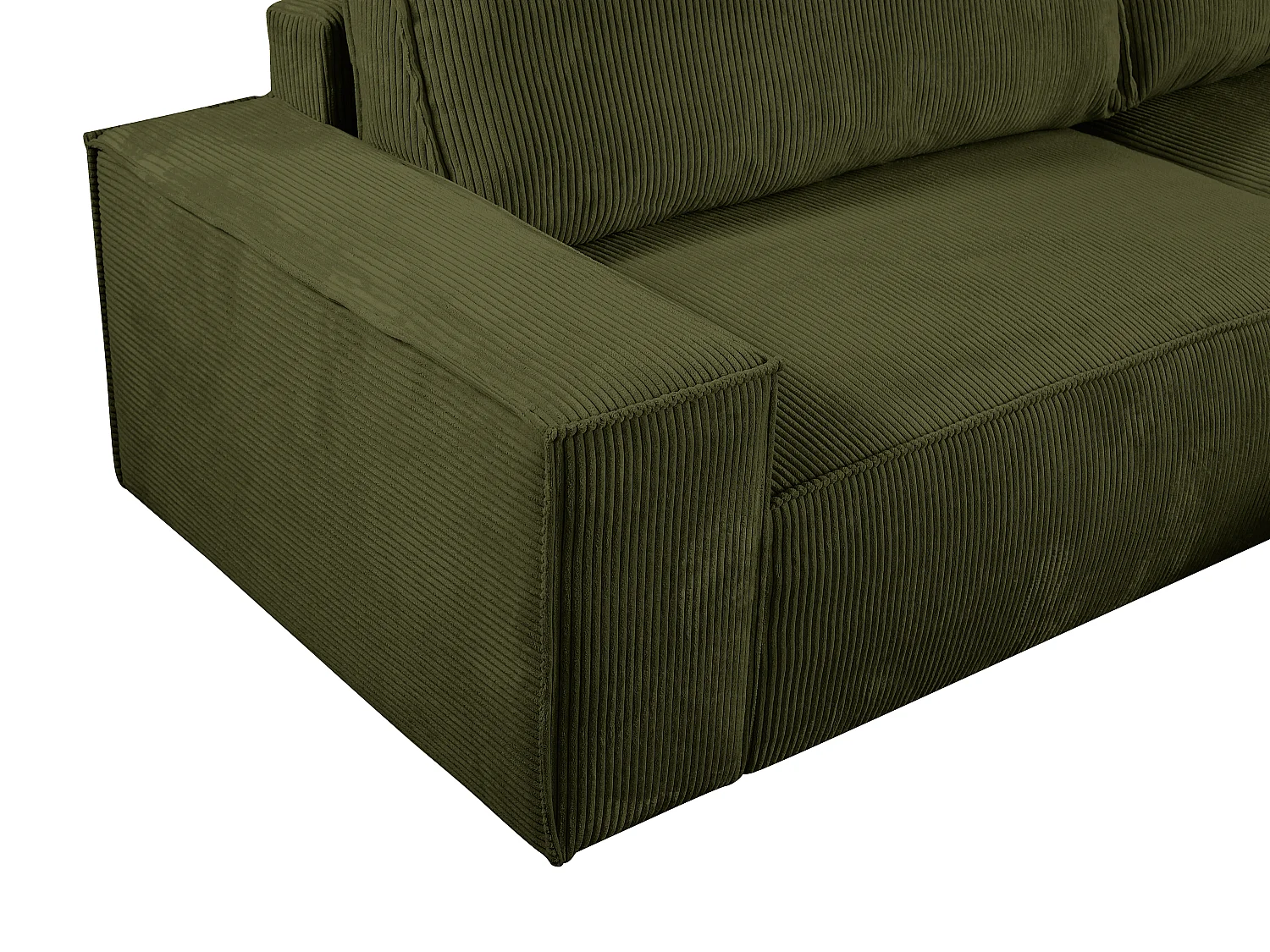 Ecksofa mit Schlaffunktion - Ecke rechts - Cord - Khaki - AMELIA