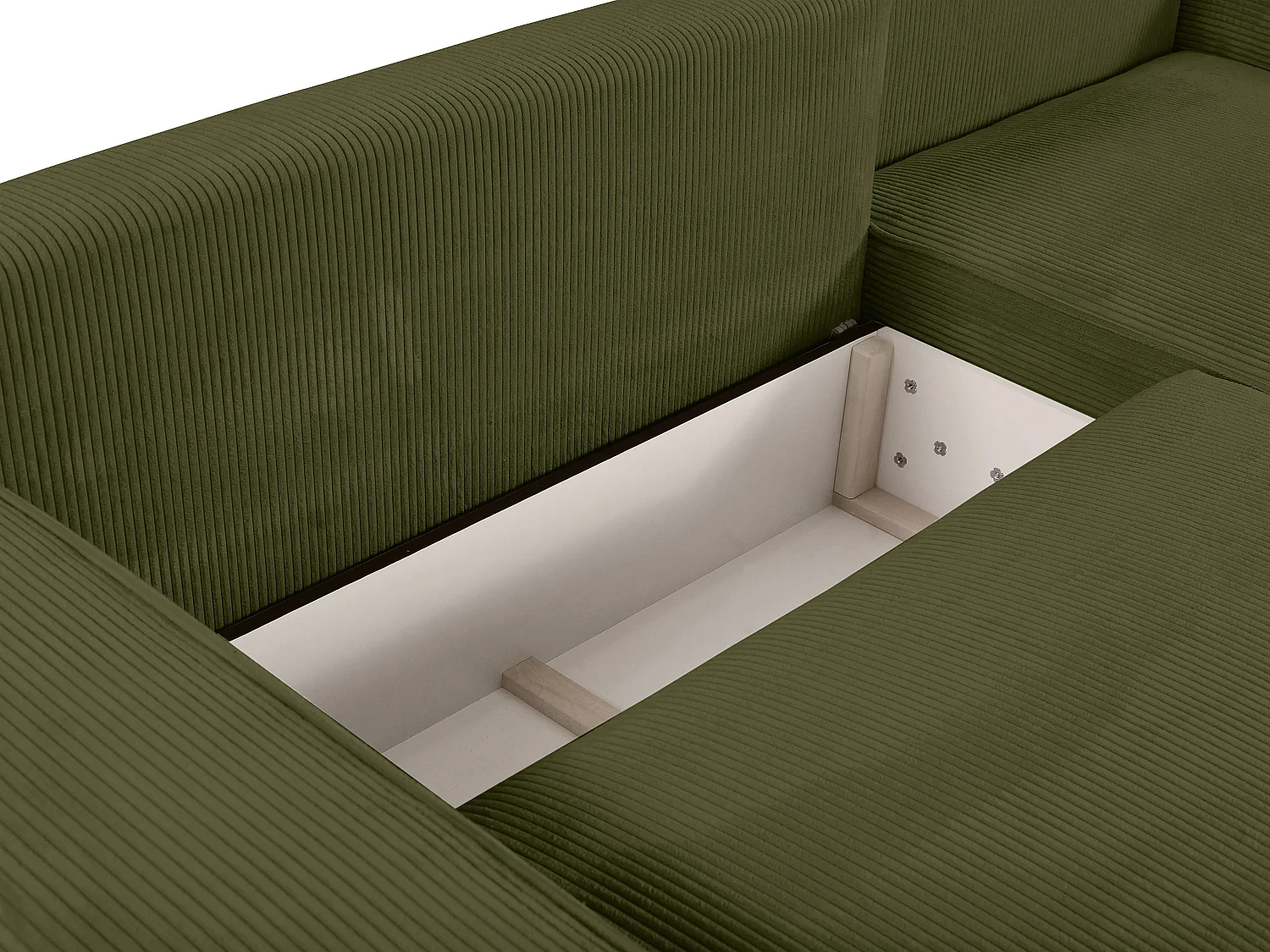 Ecksofa mit Schlaffunktion - Ecke rechts - Cord - Khaki - AMELIA