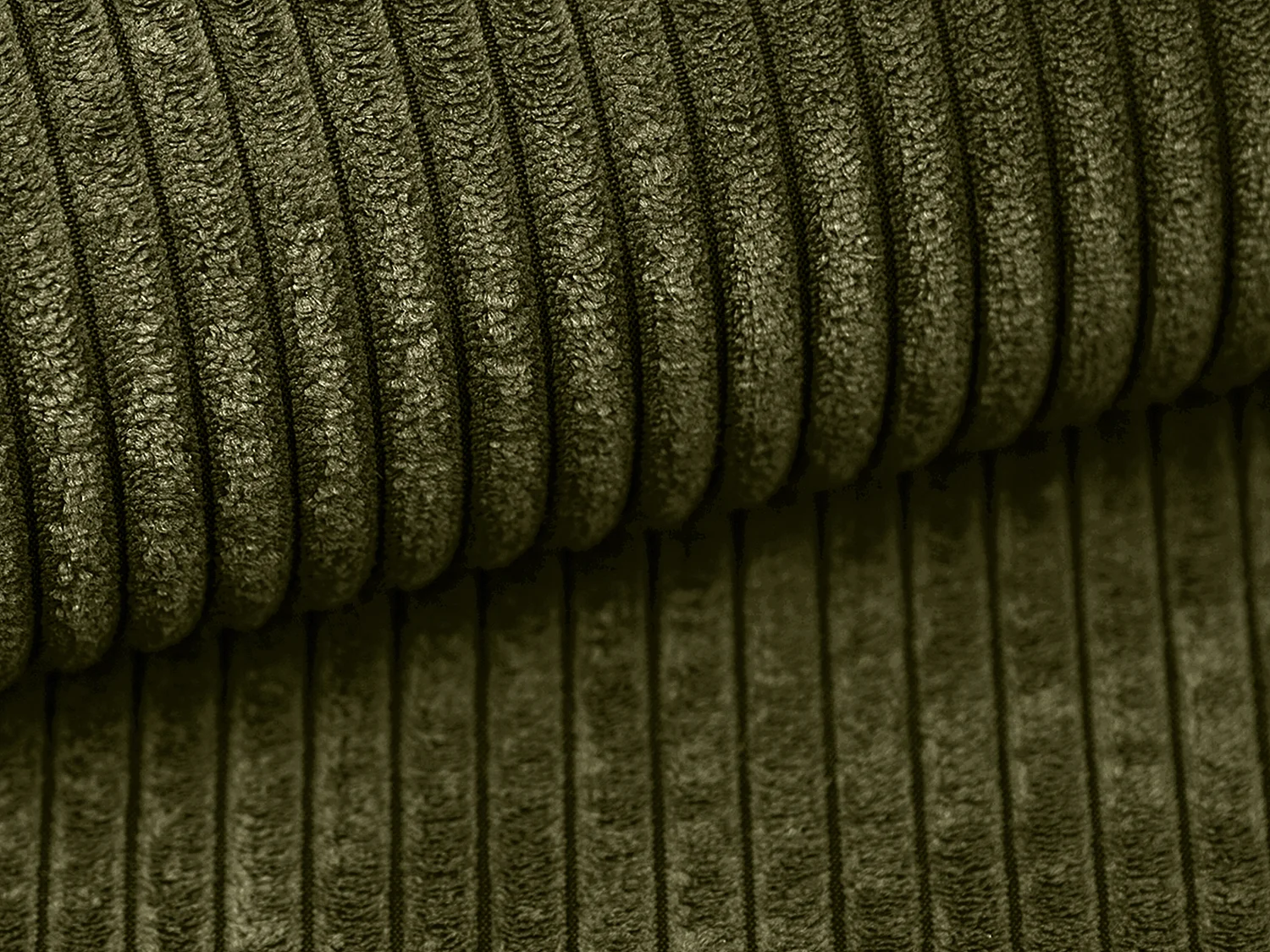 Ecksofa mit Schlaffunktion - Ecke rechts - Cord - Khaki - AMELIA