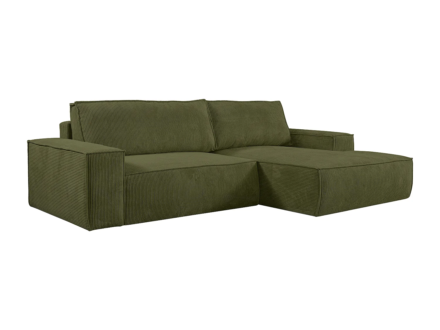 Ecksofa mit Schlaffunktion - Ecke rechts - Cord - Khaki - AMELIA