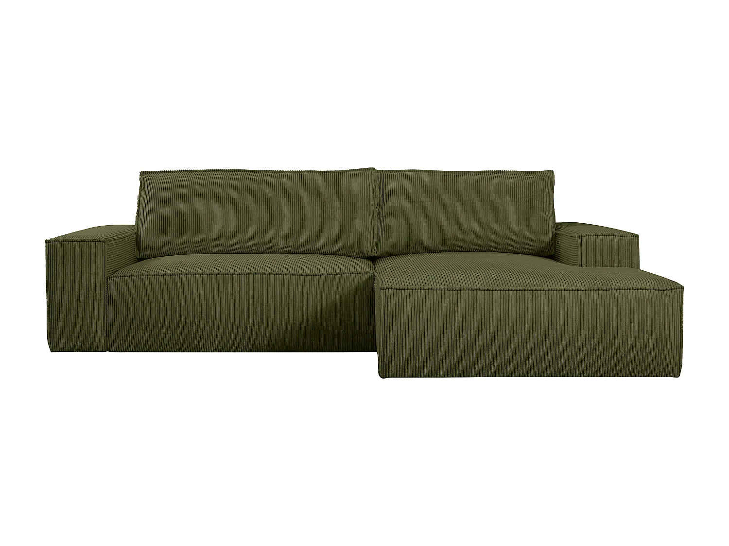 Ecksofa mit Schlaffunktion - Ecke rechts - Cord - Khaki - AMELIA