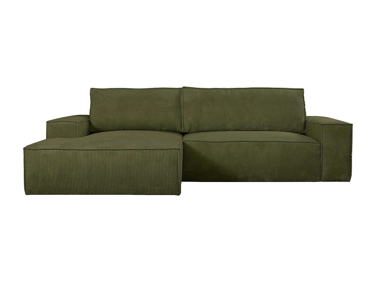 Ecksofa mit Schlaffunktion - Ecke links - Cord - Khaki - AMELIA