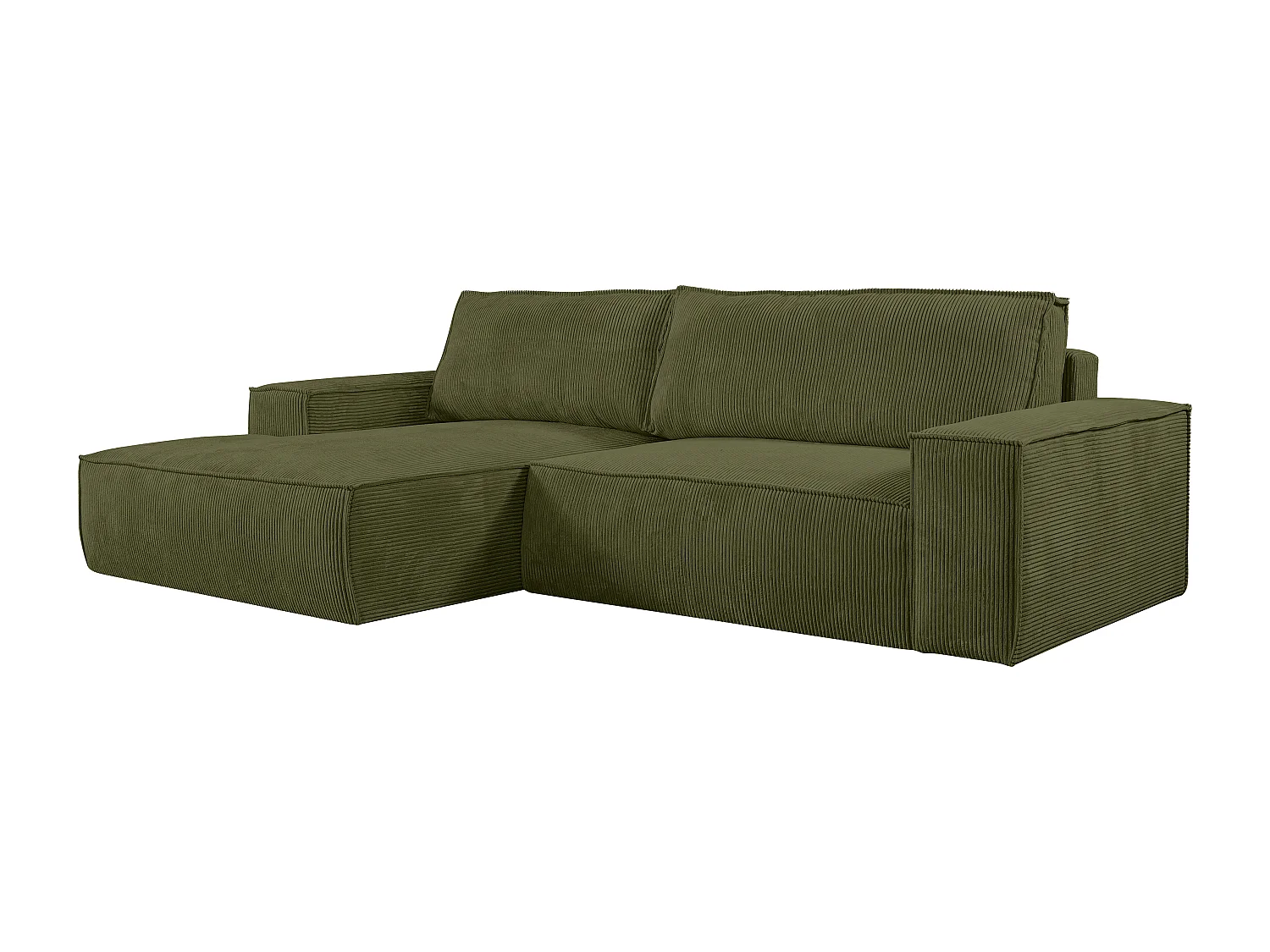 Ecksofa mit Schlaffunktion - Ecke links - Cord - Khaki - AMELIA