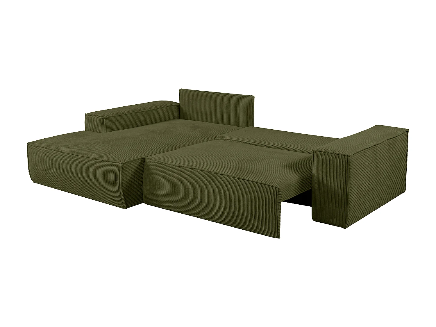 Ecksofa mit Schlaffunktion - Ecke links - Cord - Khaki - AMELIA