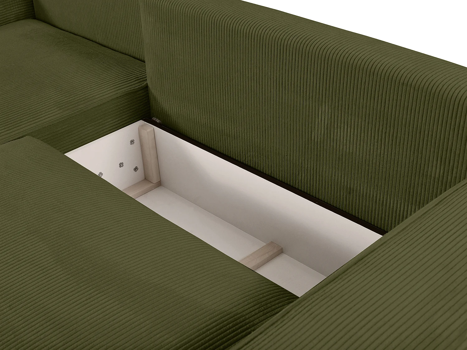 Ecksofa mit Schlaffunktion - Ecke links - Cord - Khaki - AMELIA