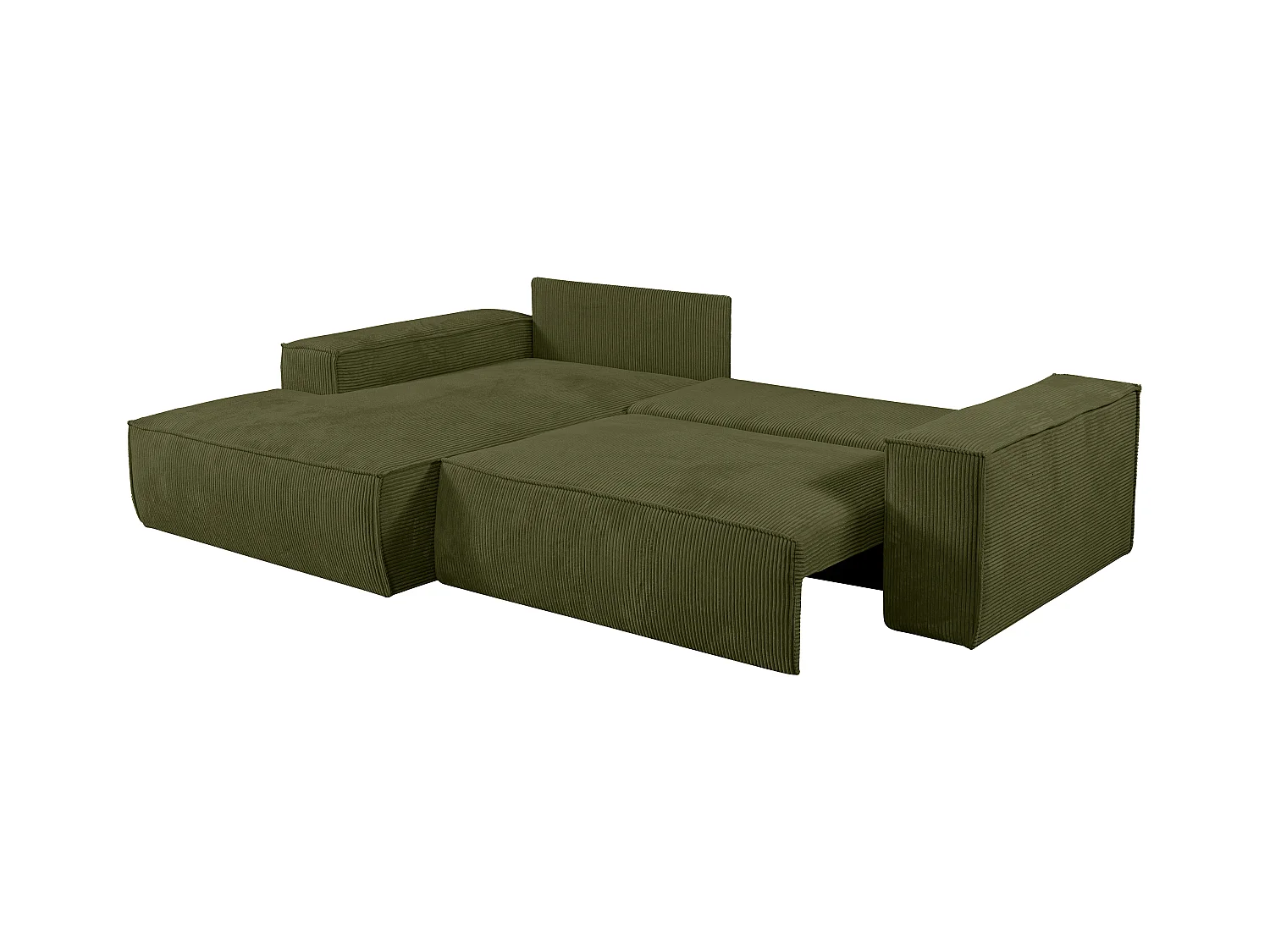 Cama canapé de 90 x 190 cm con cabecero de costuras verticales - Tela - caqui - SARAH