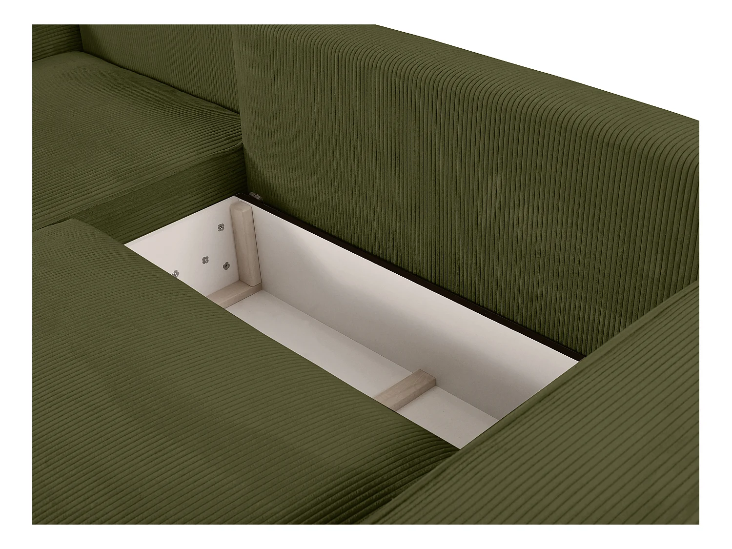 Cama canapé de 90 x 190 cm con cabecero de costuras verticales - Tela - caqui - SARAH