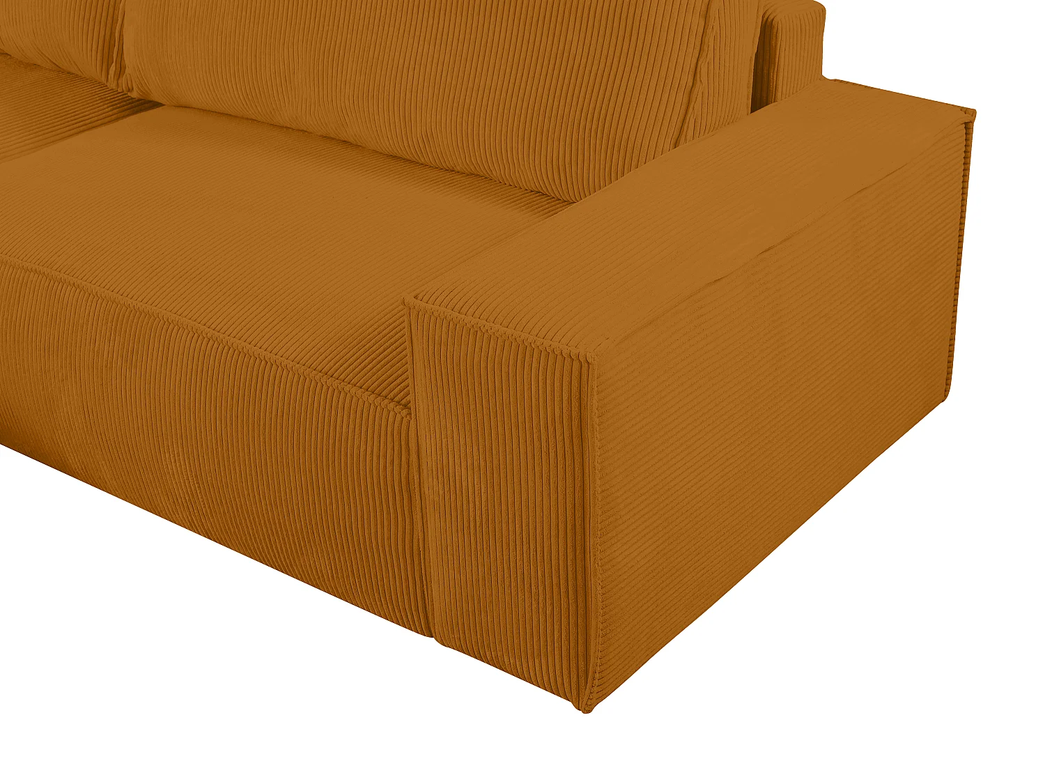 Ecksofa mit Schlaffunktion - Ecke rechts - Cord - Hellorange - AMELIA