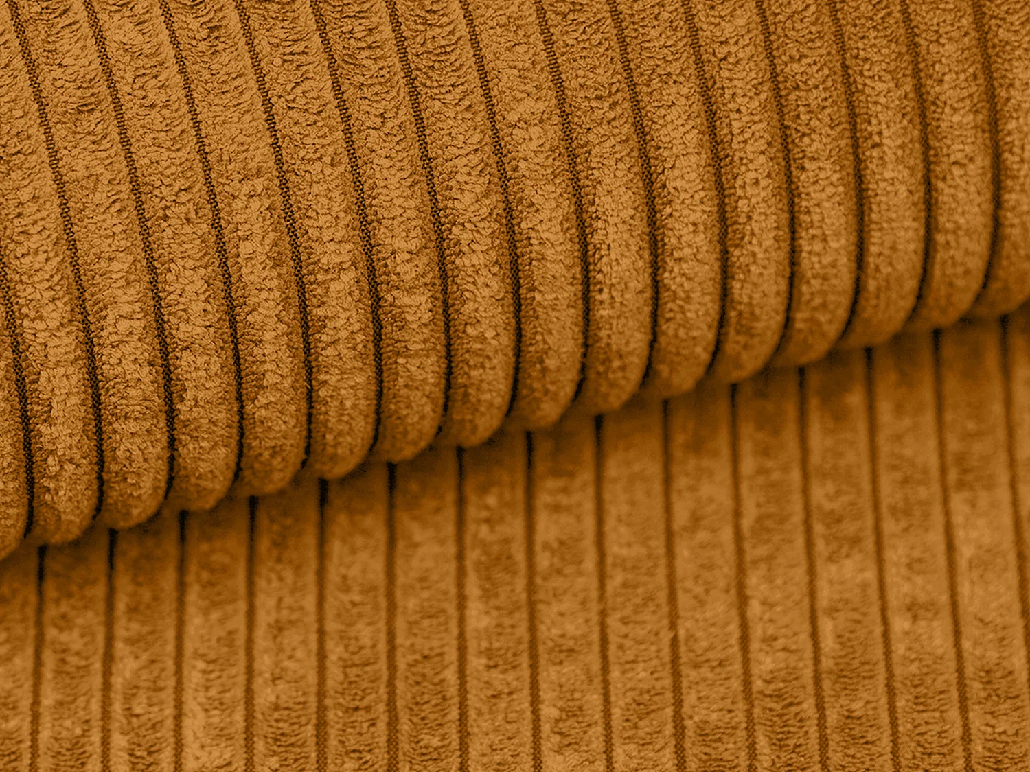 Ecksofa mit Schlaffunktion - Ecke rechts - Cord - Hellorange - AMELIA