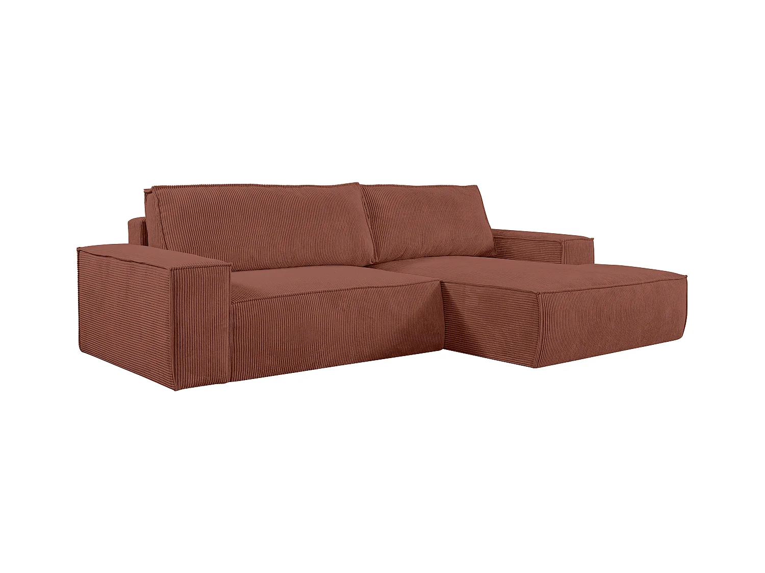 Ecksofa mit Schlaffunktion - Ecke rechts - Cord - Rosa - AMELIA