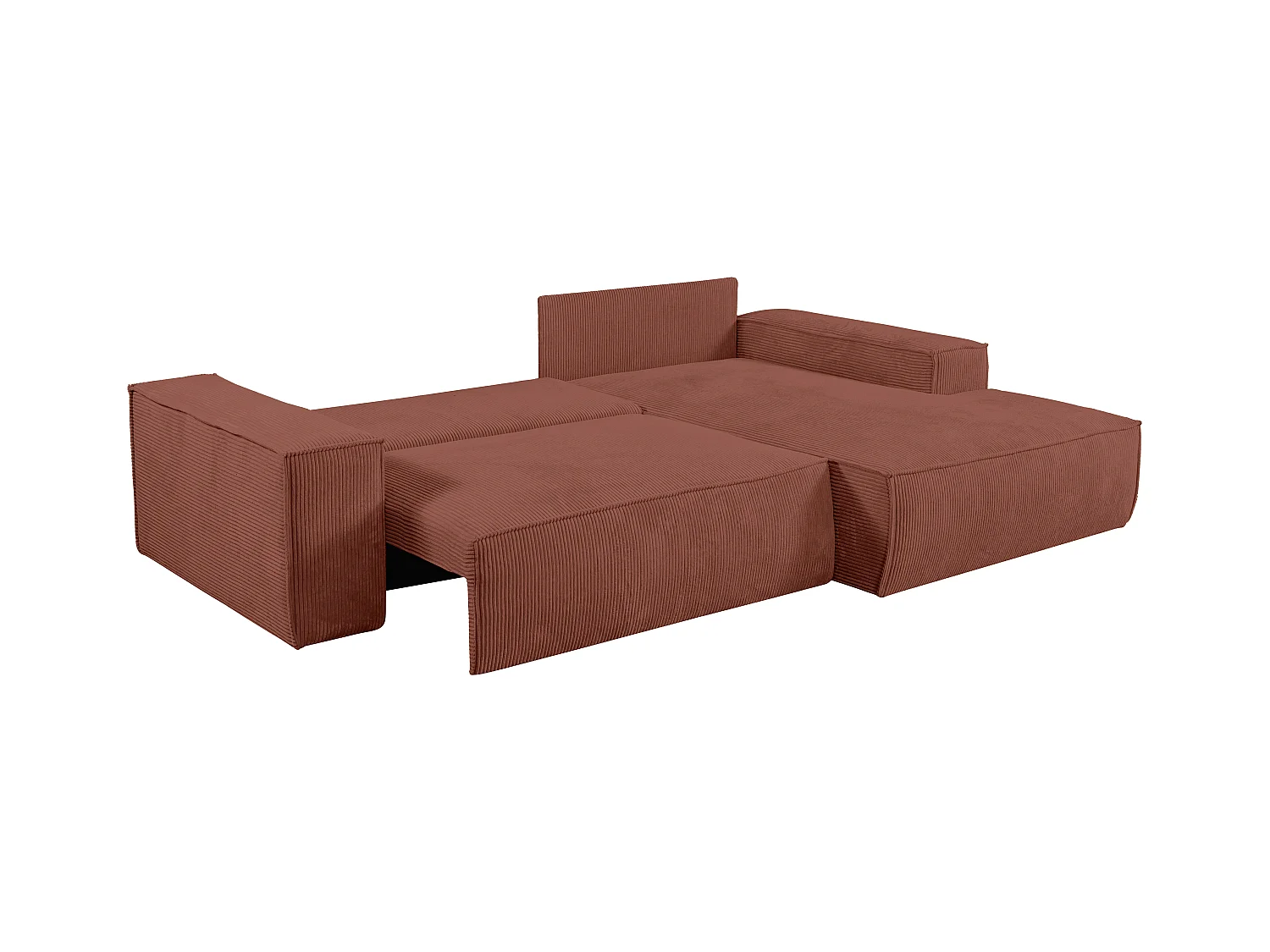 Ecksofa mit Schlaffunktion - Ecke rechts - Cord - Rosa - AMELIA