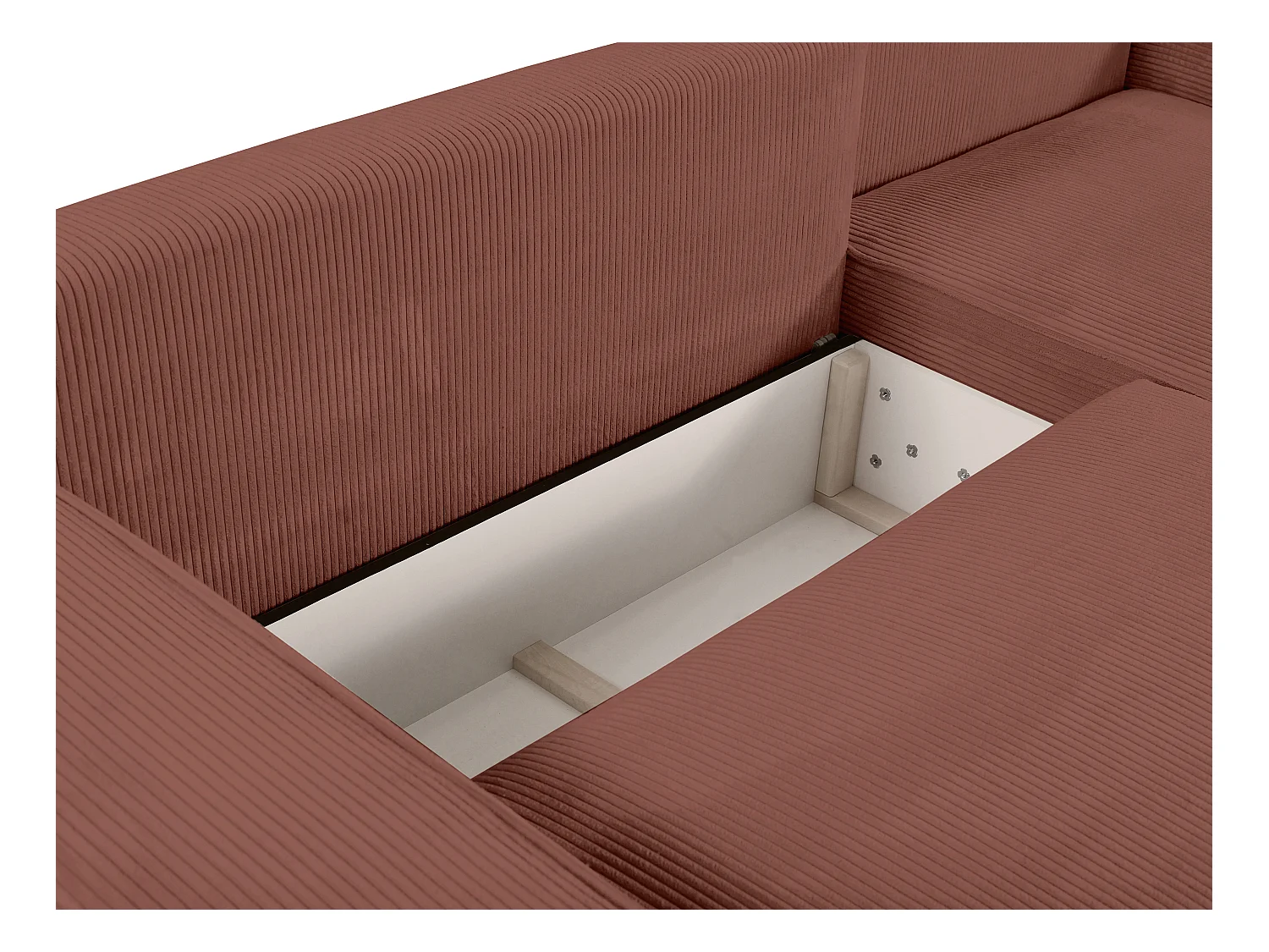 Ecksofa mit Schlaffunktion - Ecke rechts - Cord - Rosa - AMELIA