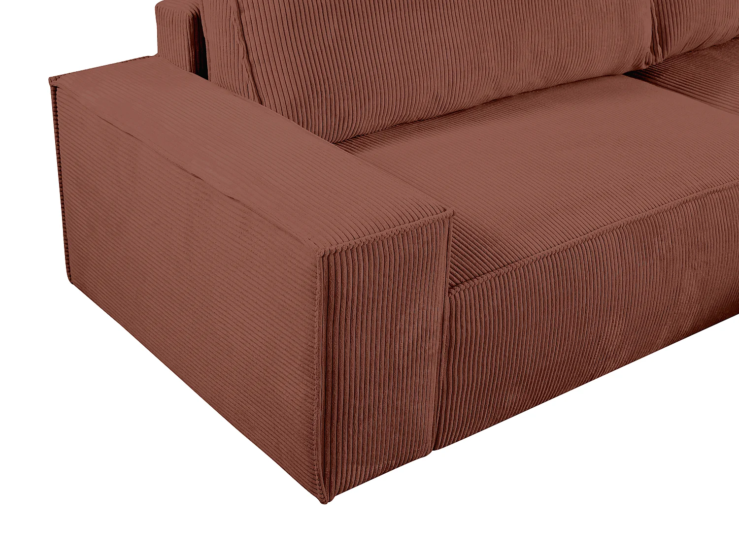Ecksofa mit Schlaffunktion - Ecke rechts - Cord - Rosa - AMELIA