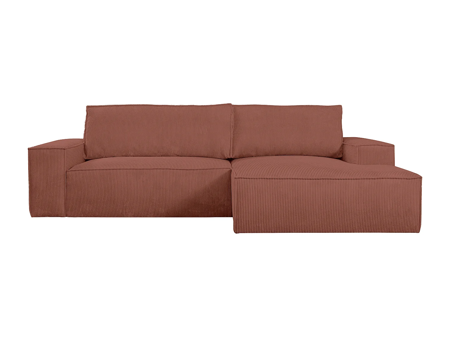 Ecksofa mit Schlaffunktion - Ecke rechts - Cord - Rosa - AMELIA