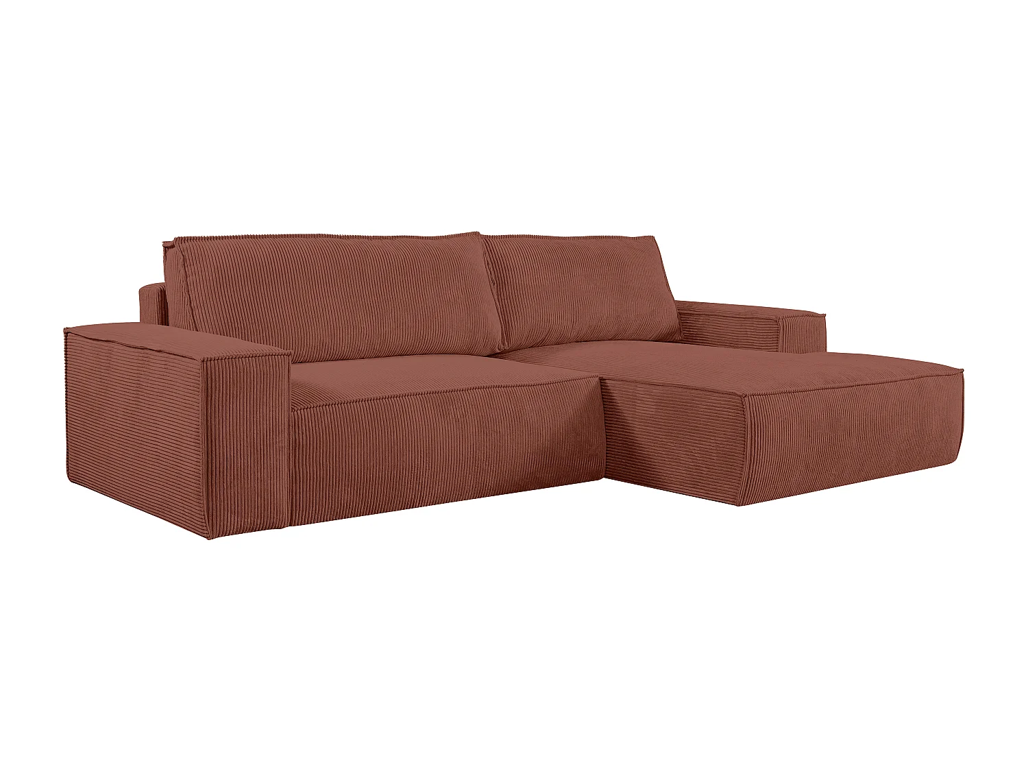 Ecksofa mit Schlaffunktion - Ecke rechts - Cord - Rosa - AMELIA