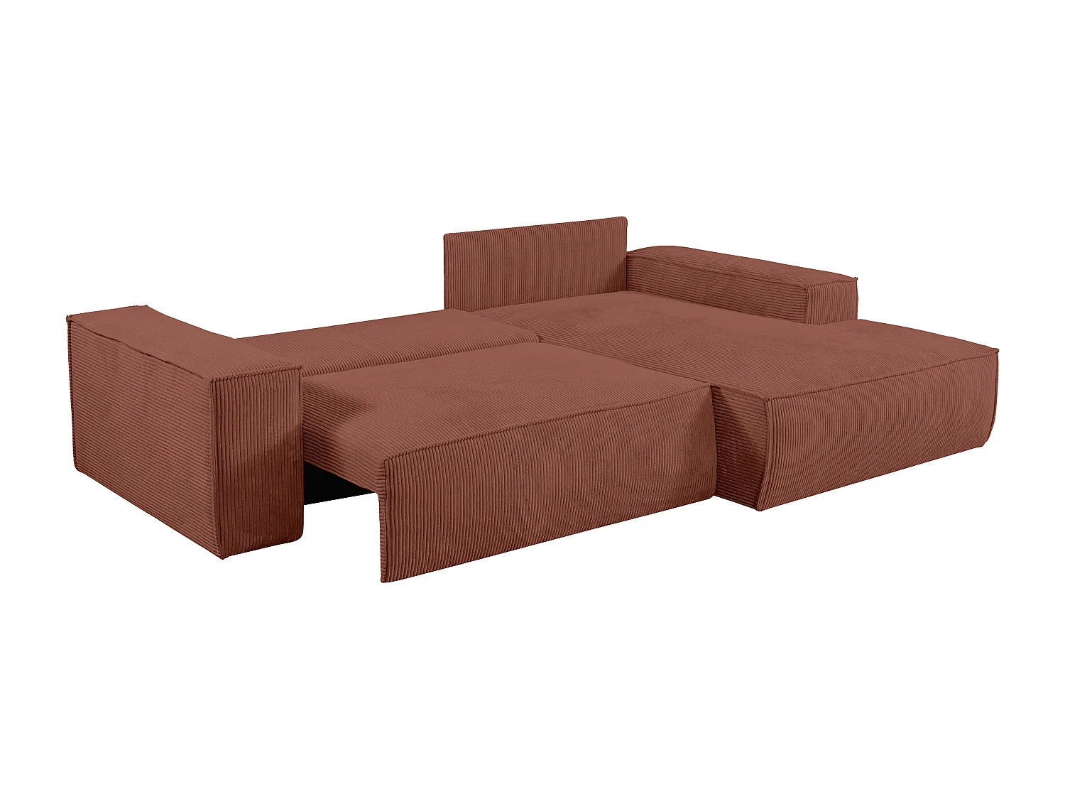 Ecksofa mit Schlaffunktion - Ecke rechts - Cord - Rosa - AMELIA