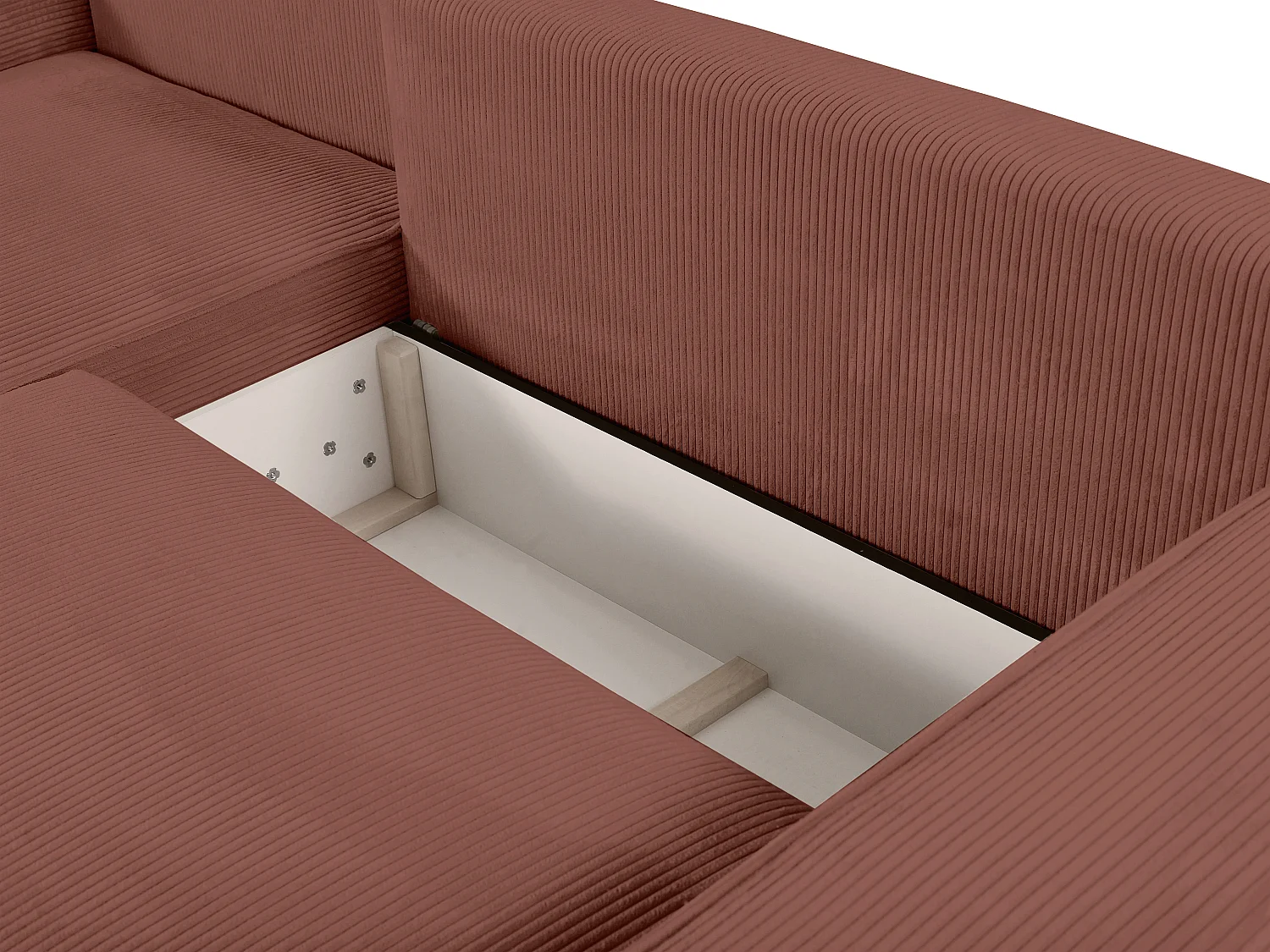 Divano letto angolo a sinistra in Velluto a coste Rosa - AMELIA