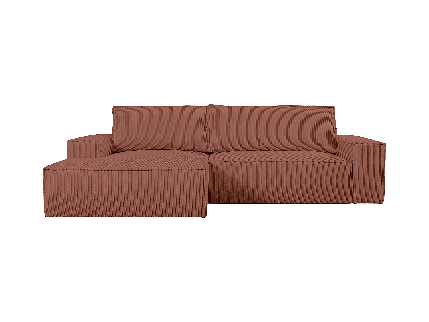 Slaapbank met hoek links van roze ribfluweel AMELIA