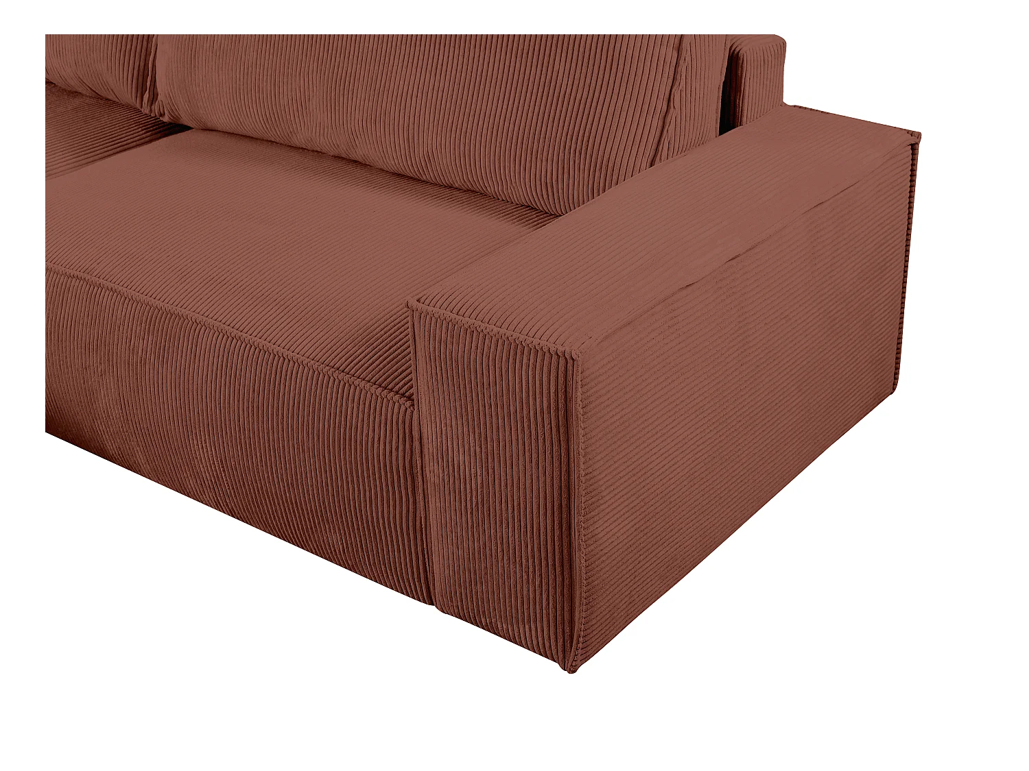 Slaapbank met hoek links van roze ribfluweel AMELIA