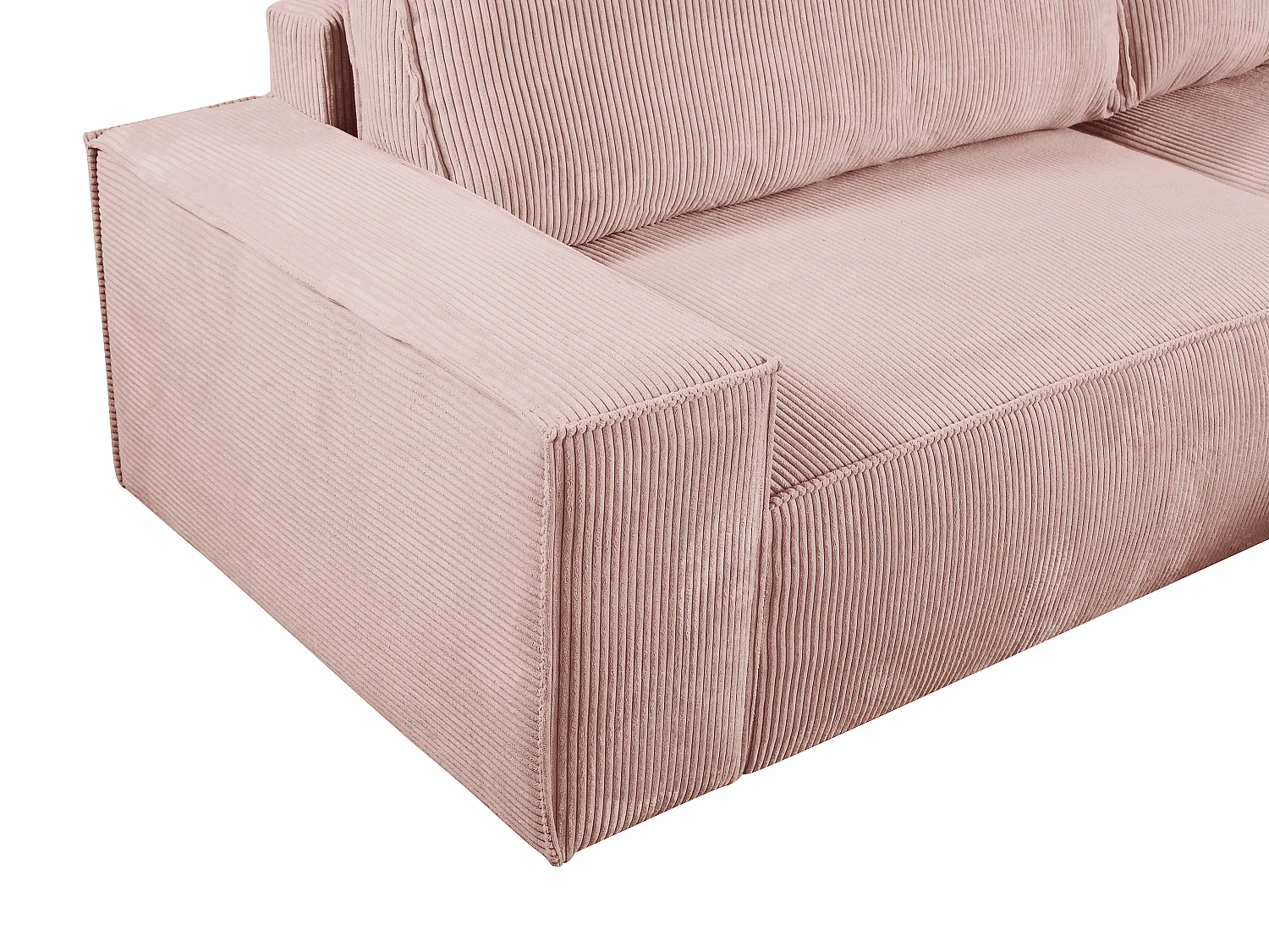 Ecksofa mit Schlaffunktion - Ecke rechts - Cord - Puderrosa - AMELIA