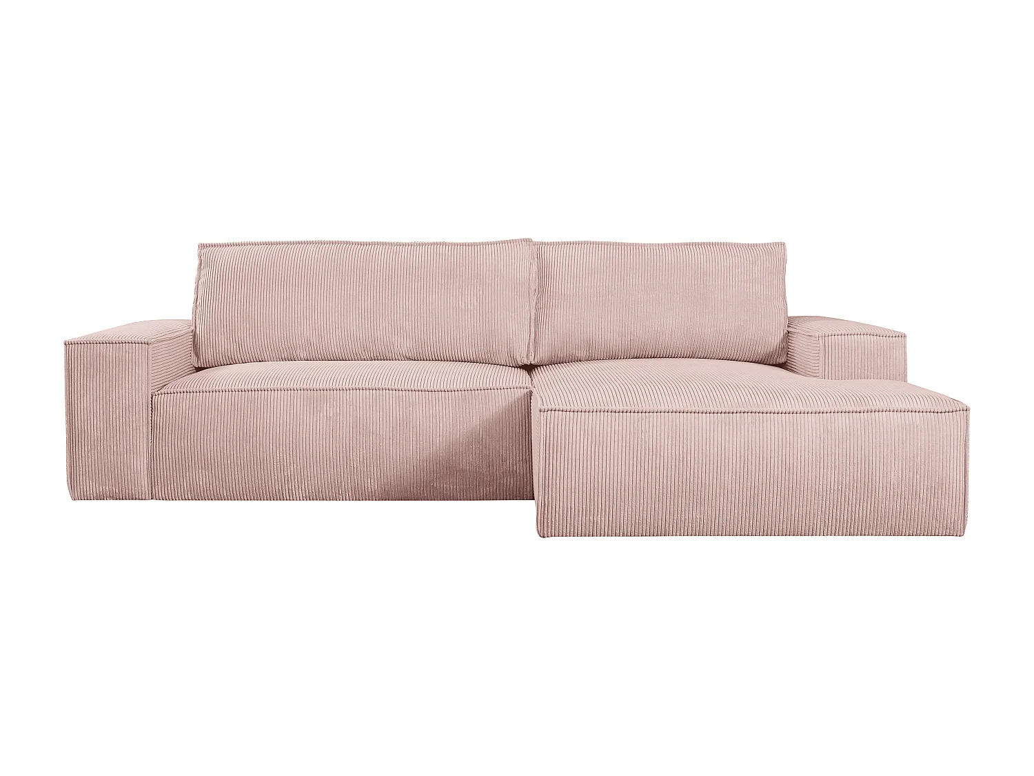 Ecksofa mit Schlaffunktion - Ecke rechts - Cord - Puderrosa - AMELIA
