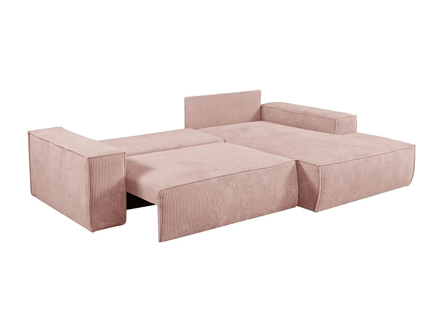 Ecksofa mit Schlaffunktion - Ecke rechts - Cord - Puderrosa - AMELIA