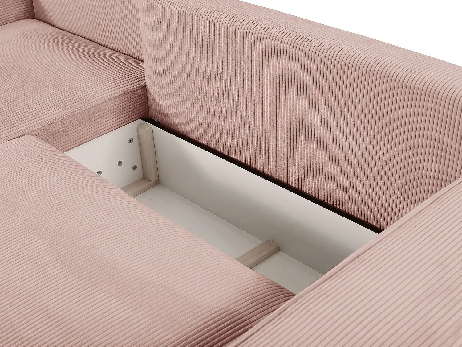 Divano letto angolo a sinistra in Velluto a coste Rosa cipria - AMELIA
