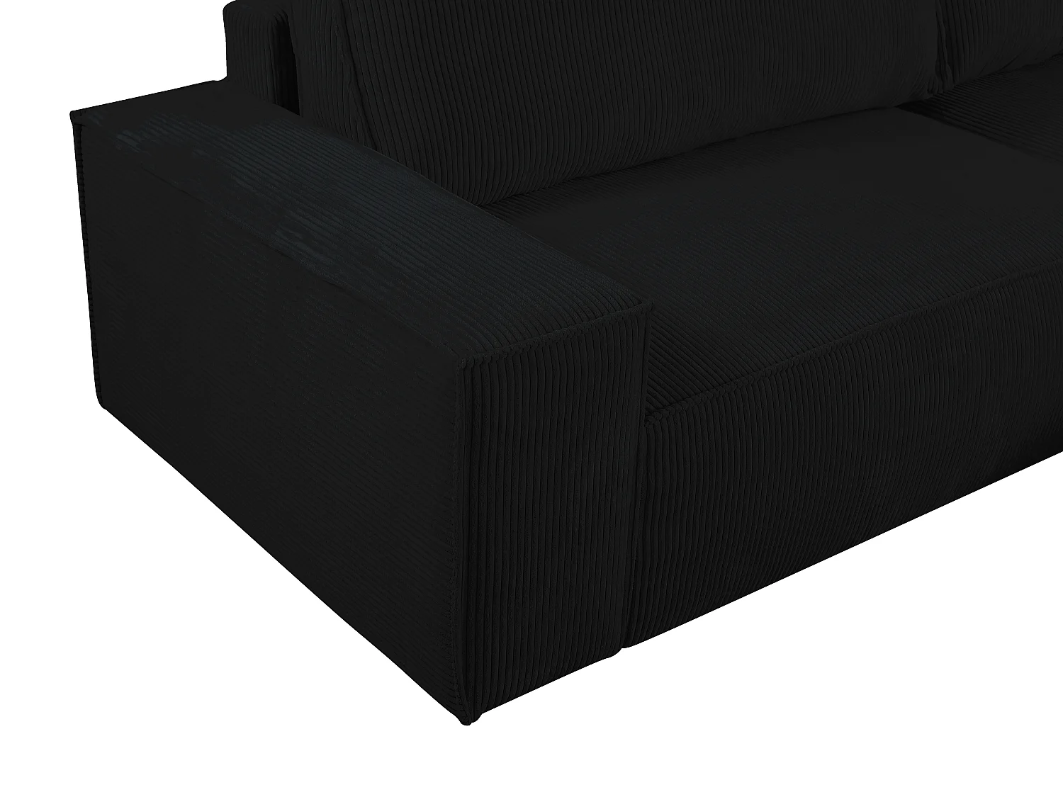 Sofá rinconera derecha de pana negro AMELIA