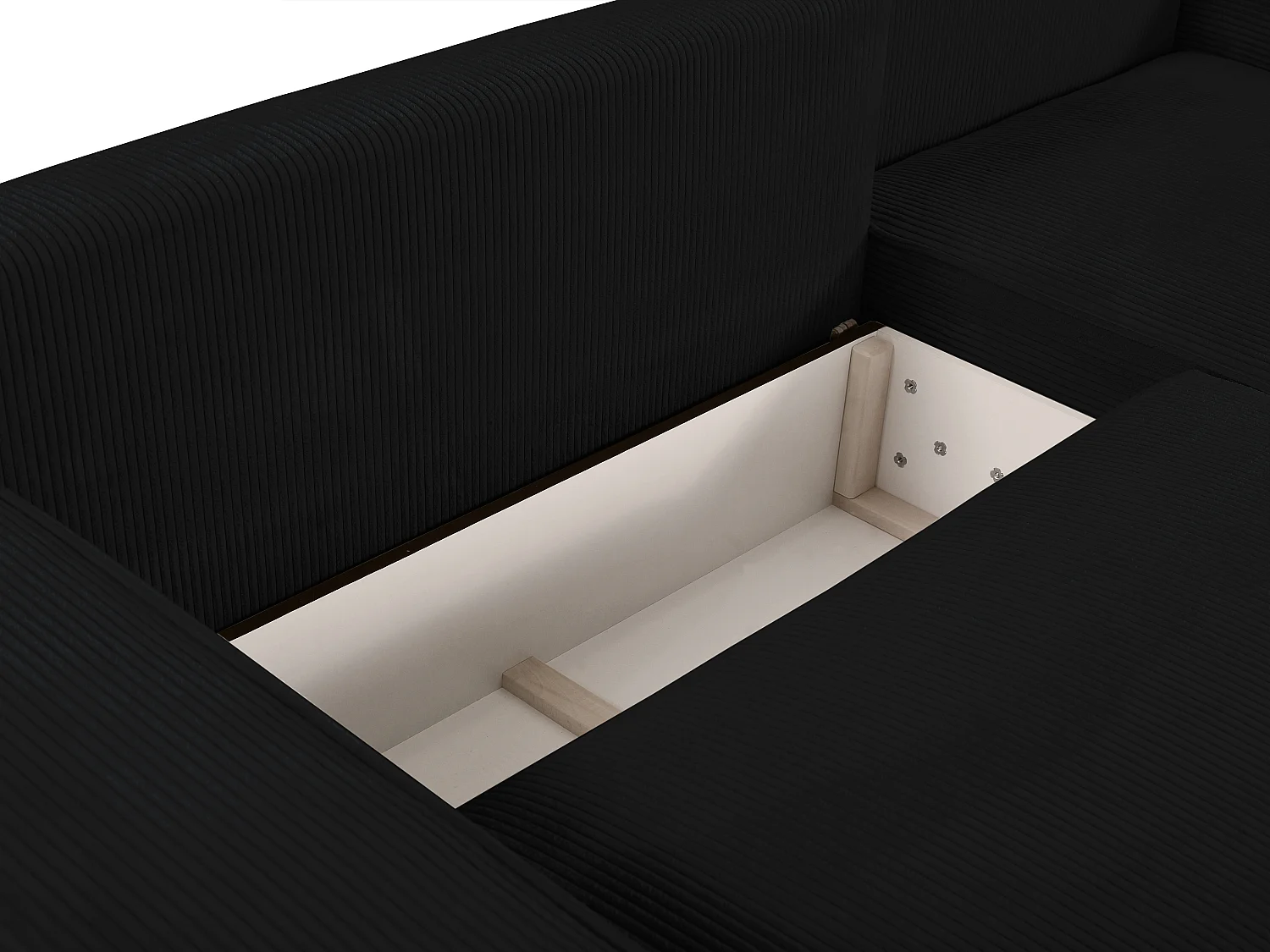 Sofá rinconera derecha de pana negro AMELIA