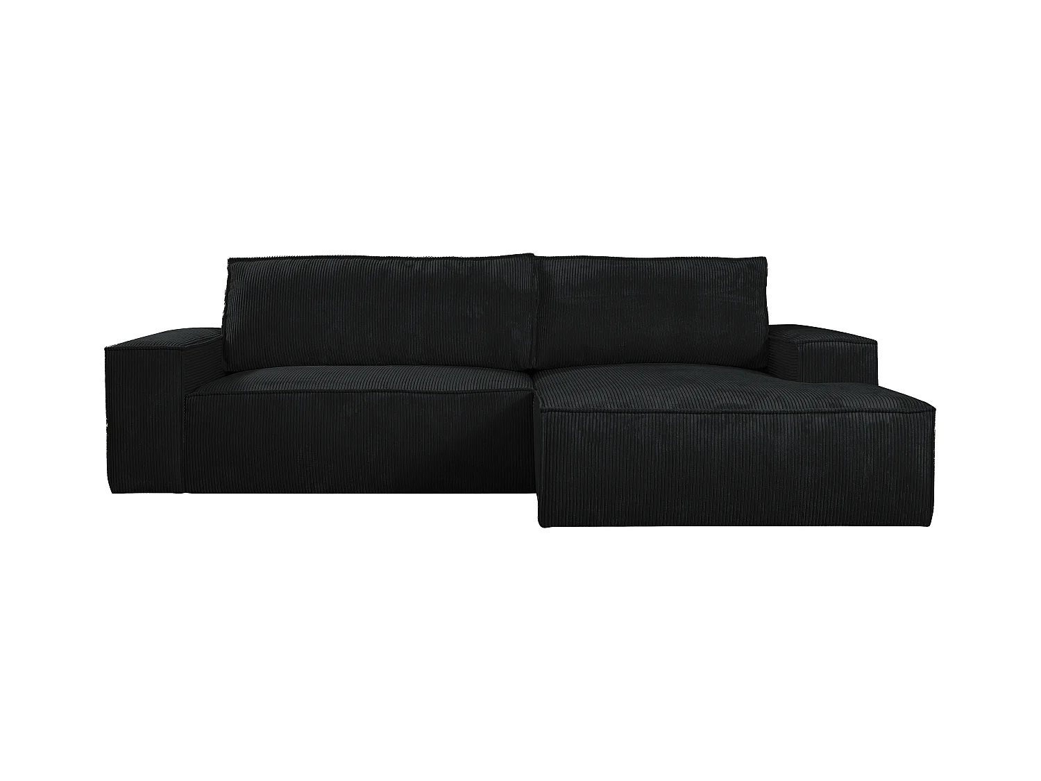 Ecksofa mit Schlaffunktion - Ecke rechts - Cord - Schwarz - AMELIA