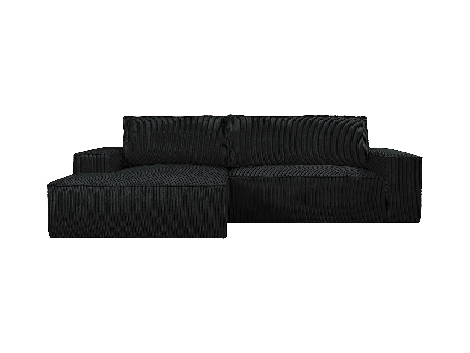Sofá rinconera izquierda de terciopelo de algodón negro AMELIA