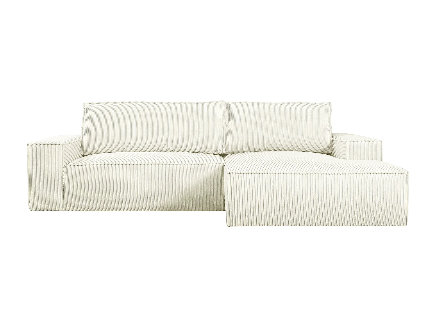 Slaapbank met hoek rechts van wit ribfluweel AMELIA