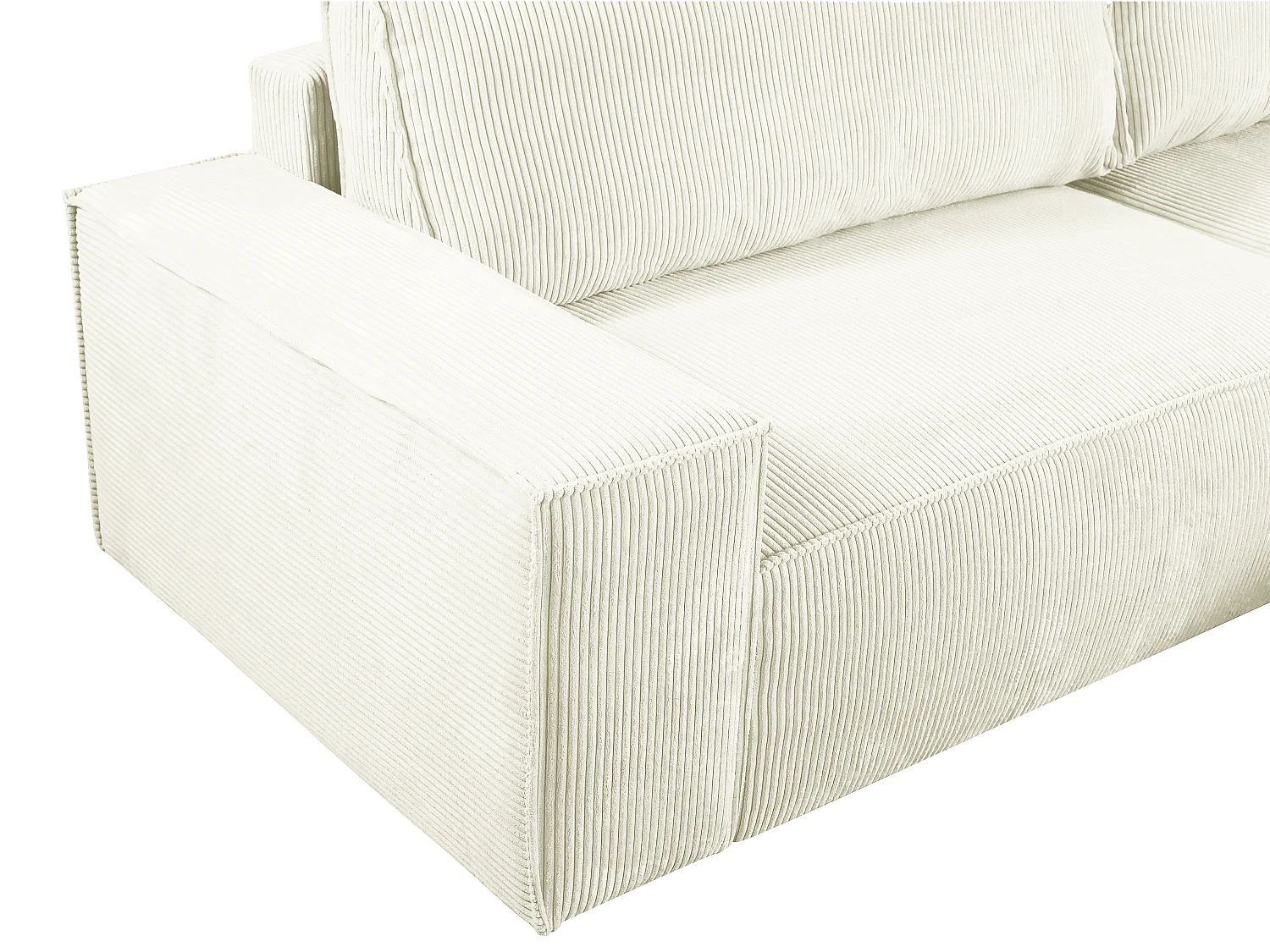 Slaapbank met hoek rechts van wit ribfluweel AMELIA