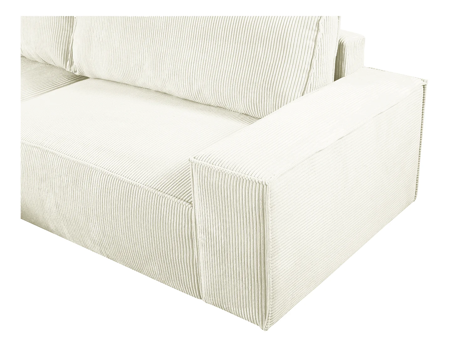 Sofá de canto esquerdo convertível em veludo canelado branco - AMELIA