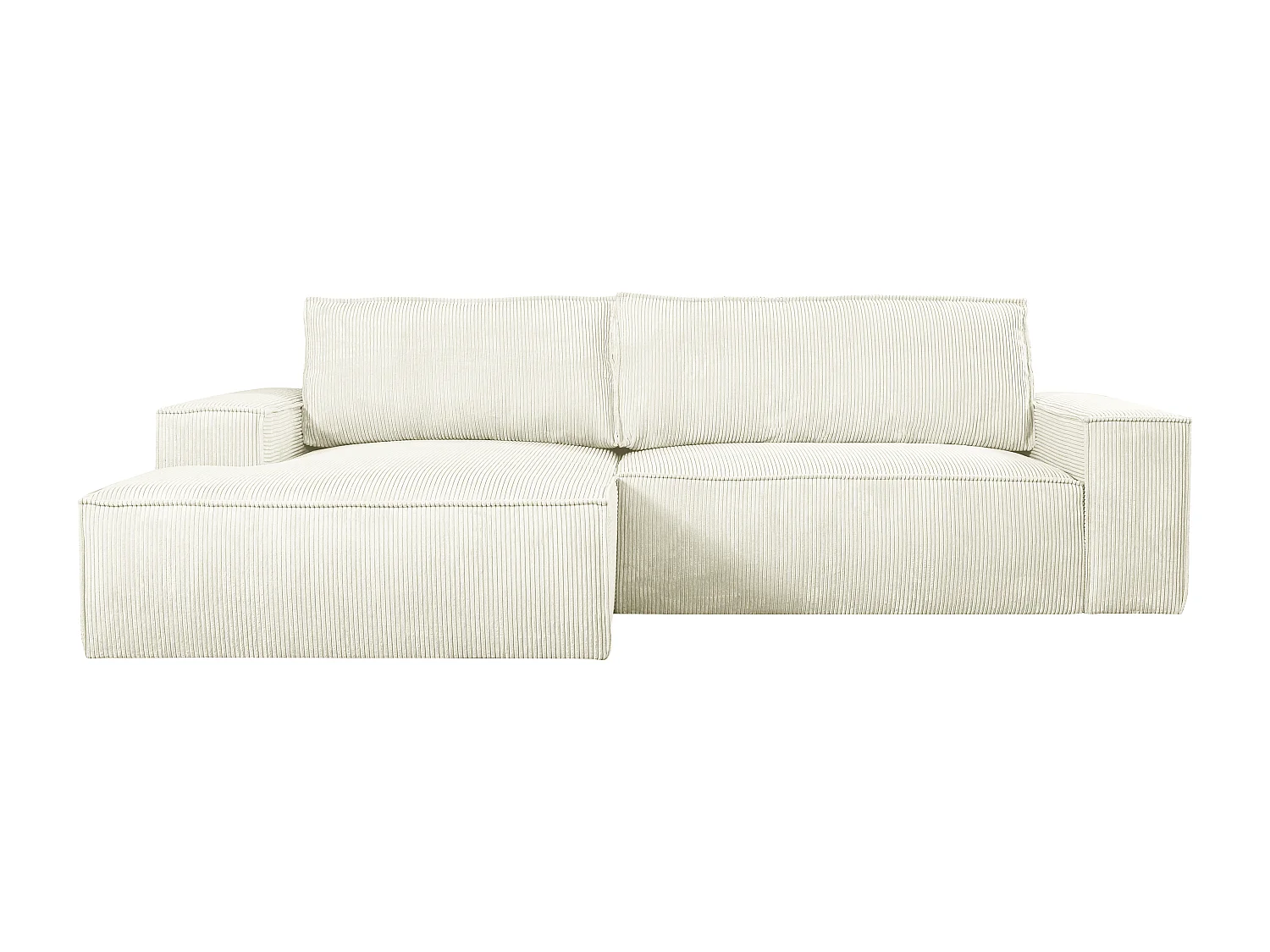 Kanapa narożna lewostronna rozkładana z białego sztruksu - AMELIA