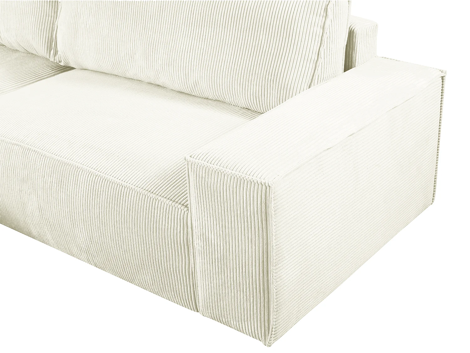 Kanapa narożna lewostronna rozkładana z białego sztruksu - AMELIA