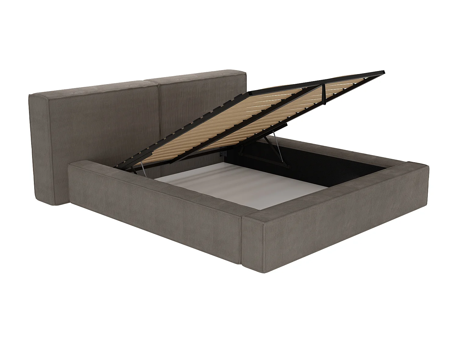 Cama com espaço de arrumação 140x190 cm veludo canelado taupe + colchão - TIMANO de Pascal Morabito