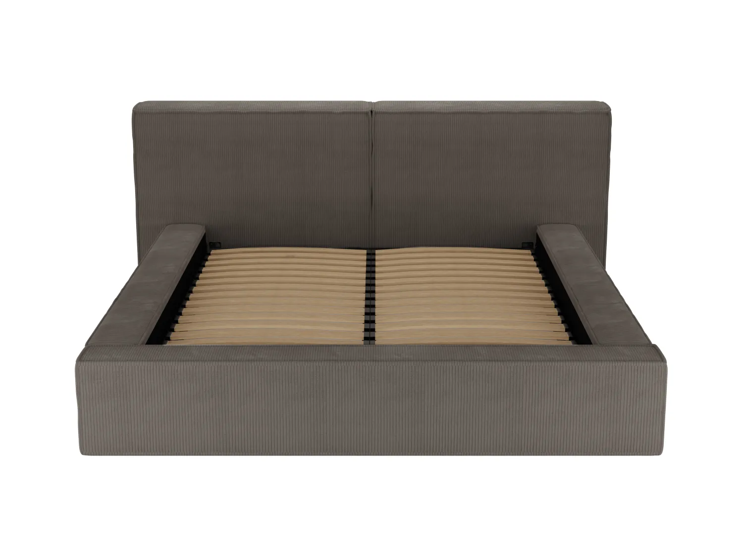 Bett mit Bettkasten + Matratze - 140 x 190 cm - Cord - Taupe - TIMANO von Pascal Morabito