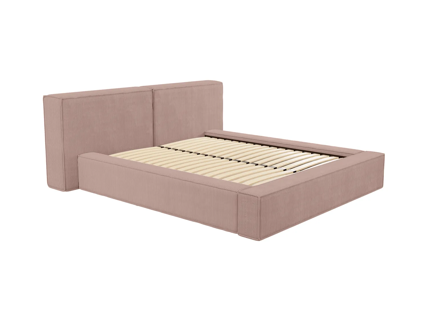 Bed met opbergruimte 180 x 200 cm - Ribfluweel - Roze + matras - TIMANO van Pascal Morabito