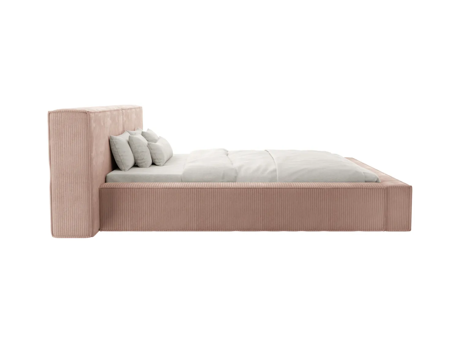 Bed met opbergruimte 180 x 200 cm - Ribfluweel - Roze + matras - TIMANO van Pascal Morabito
