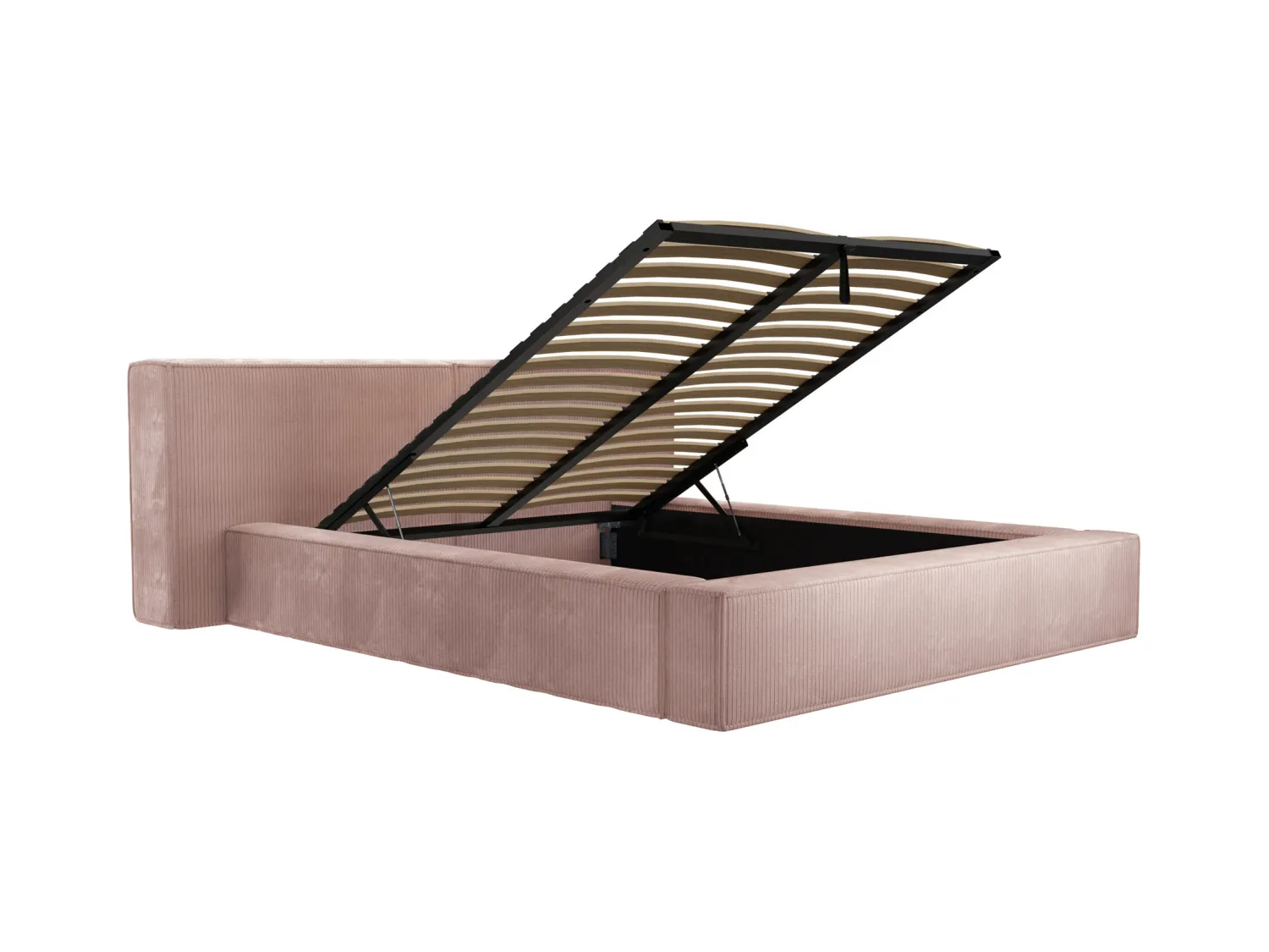 Bed met opbergruimte 180 x 200 cm - Ribfluweel - Roze + matras - TIMANO van Pascal Morabito