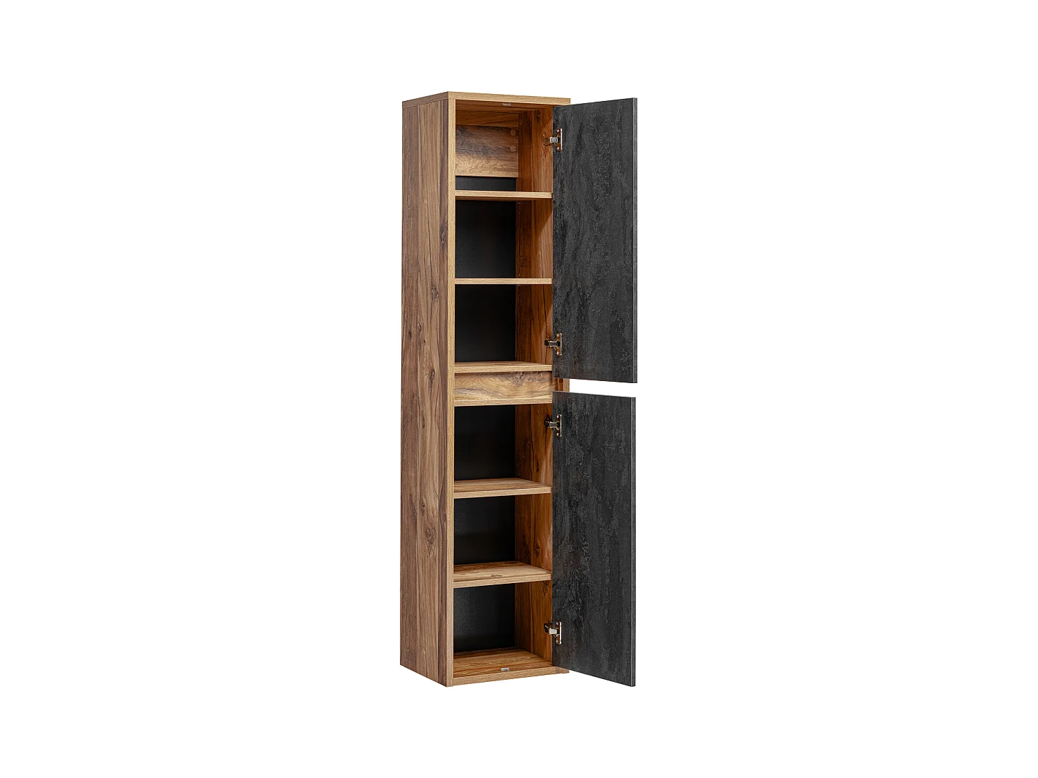 Meuble de salle de bain suspendu avec vasque et colonne - Coloris naturel et anthracite - 100 cm - TIKITIKI