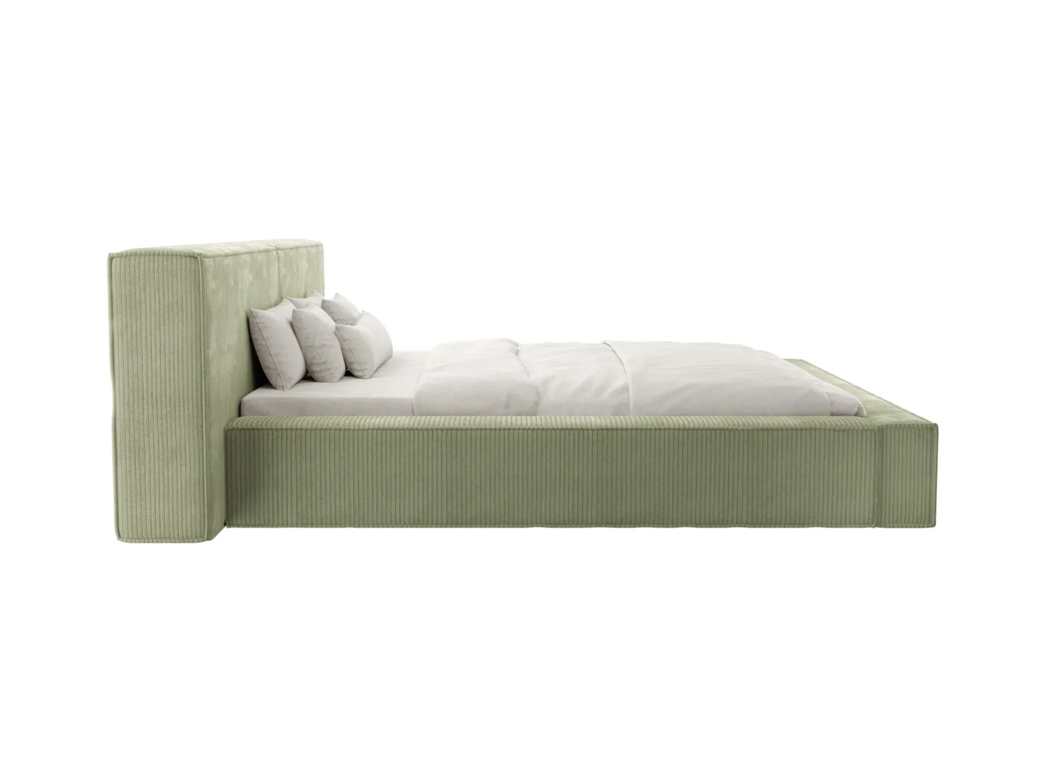 Bett mit Bettkasten + Matratze - 180 x 200 cm - Cord - Grün - TIMANO von Pascal Morabito