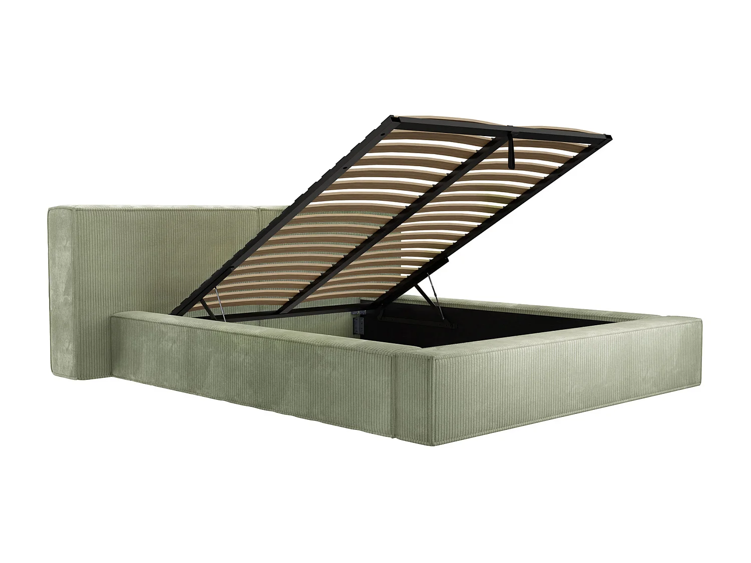 Lit coffre 180 x 200 cm - Velours côtelé - Vert + Matelas - TIMANO de Pascal Morabito