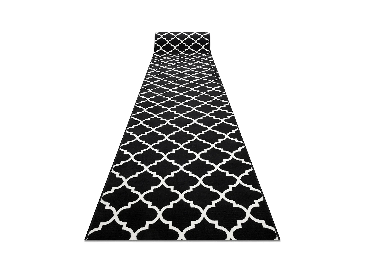 TAPIS DE COULOIR BCF MORAD Trelis Treillis marocain noir / crème 60x250 cm
