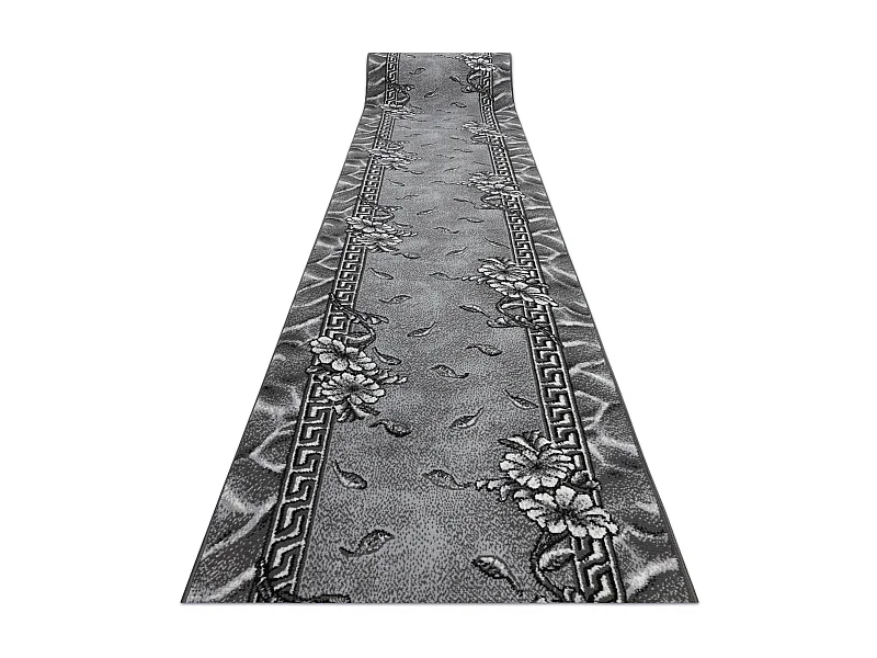 TAPIS DE COULOIR BCF MORAD Trio fleurs, feuilles gris 100x170 cm